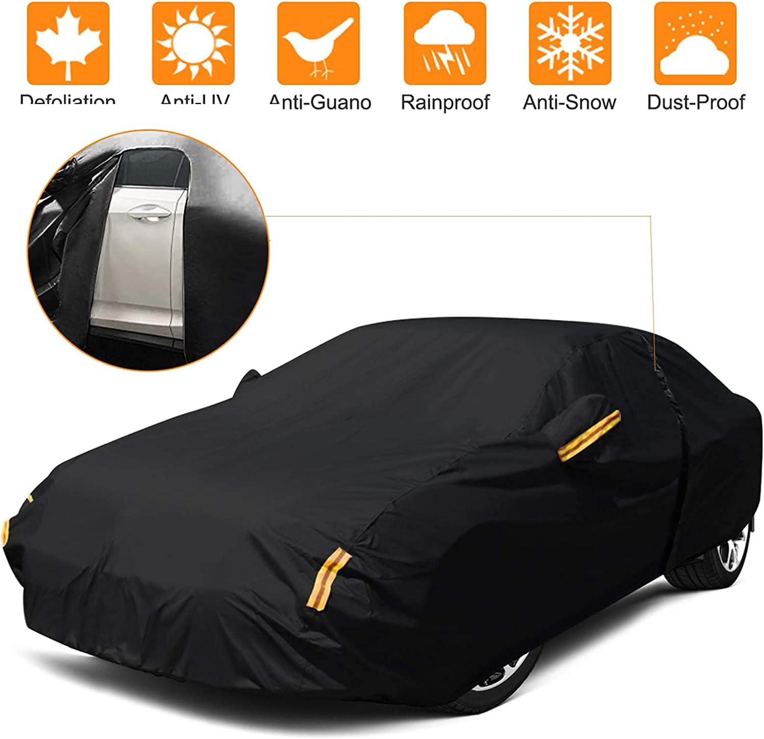 Sedan Car Cover Waterproof All Weather Full Car Cover Snow Hail Rain Sun UV Dust Protection Scratch Resistant Snow Winter (Fit for Car Size: 209''L x 79''W x 59''H (Approx)) Pack of 2 Q986