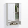 White 2-Door Bathroom Wall Cabinet with Open Storage Shelf X2203
