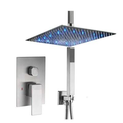 Brushed Nickel LED Digital Display Shower System with Rough-In Valve C298