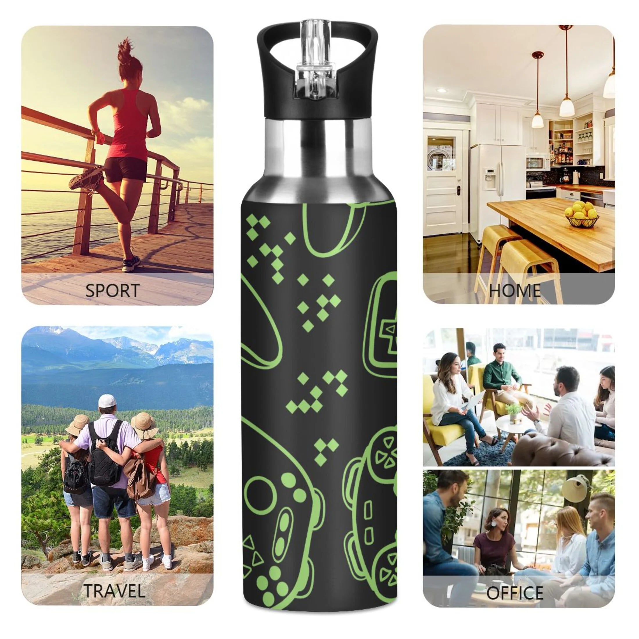 Stainless Steel Vacuum Insulated Water Bottle with Straw Lid 20 OZ R80025