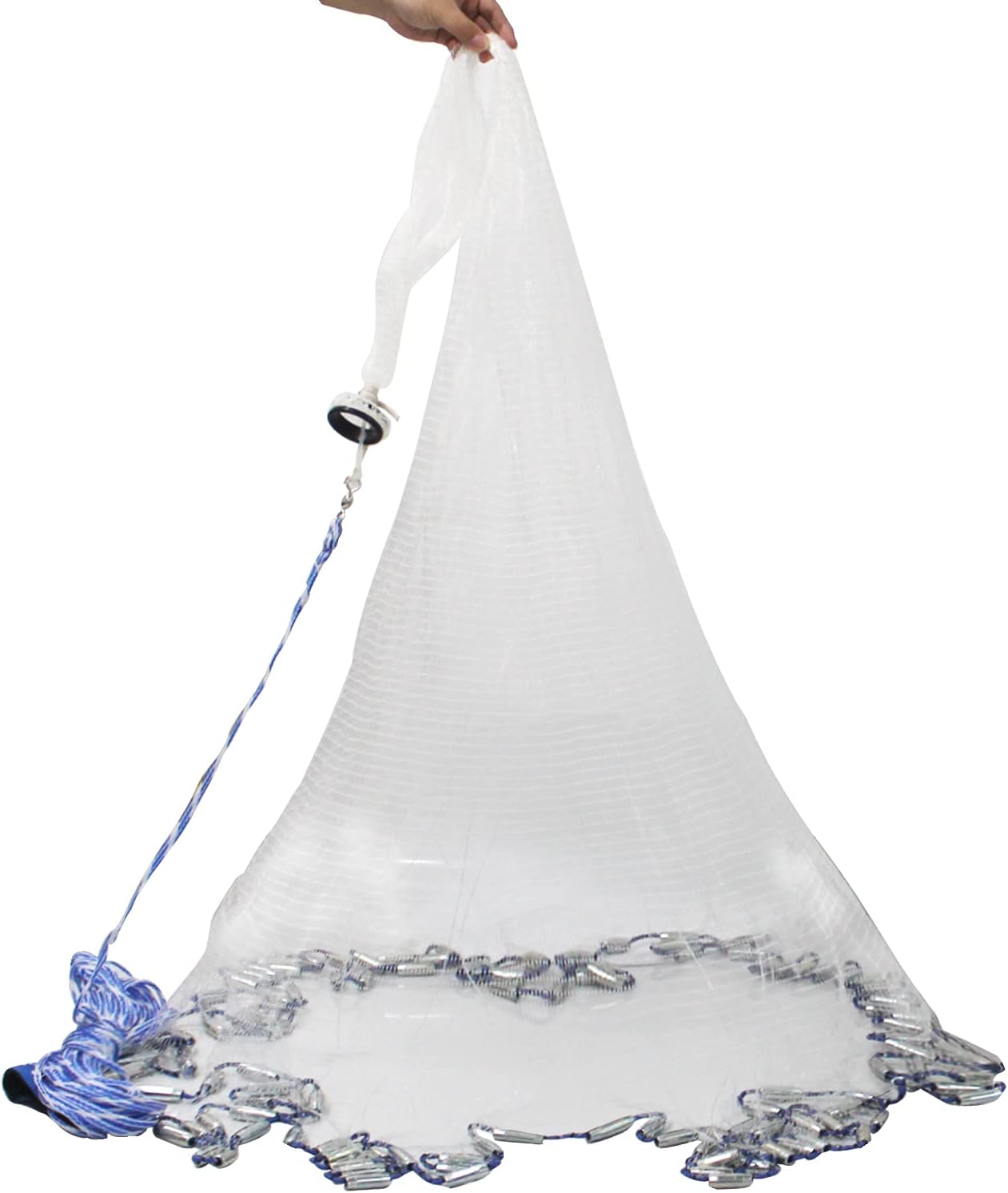 Saltwater Fishing Cast Nets 4Ft Radius Size with Stainless Steel Round Weights, 3/8 in Mesh Size Pack of 2 Q1353