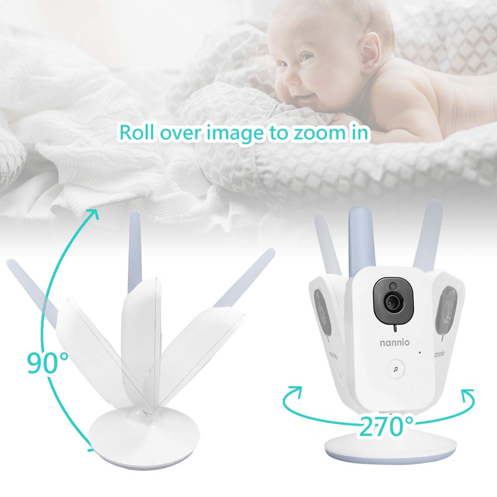 Video Baby Monitor with Camera and Audio, Two-Way Talk, Auto Night Vision, 5 Lullabies, 985ft Range, Pack of 2 Y7894