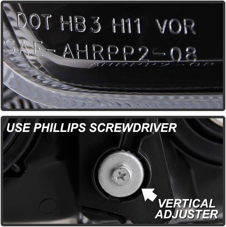 Black Housing Headlights Assembly Pair D6439