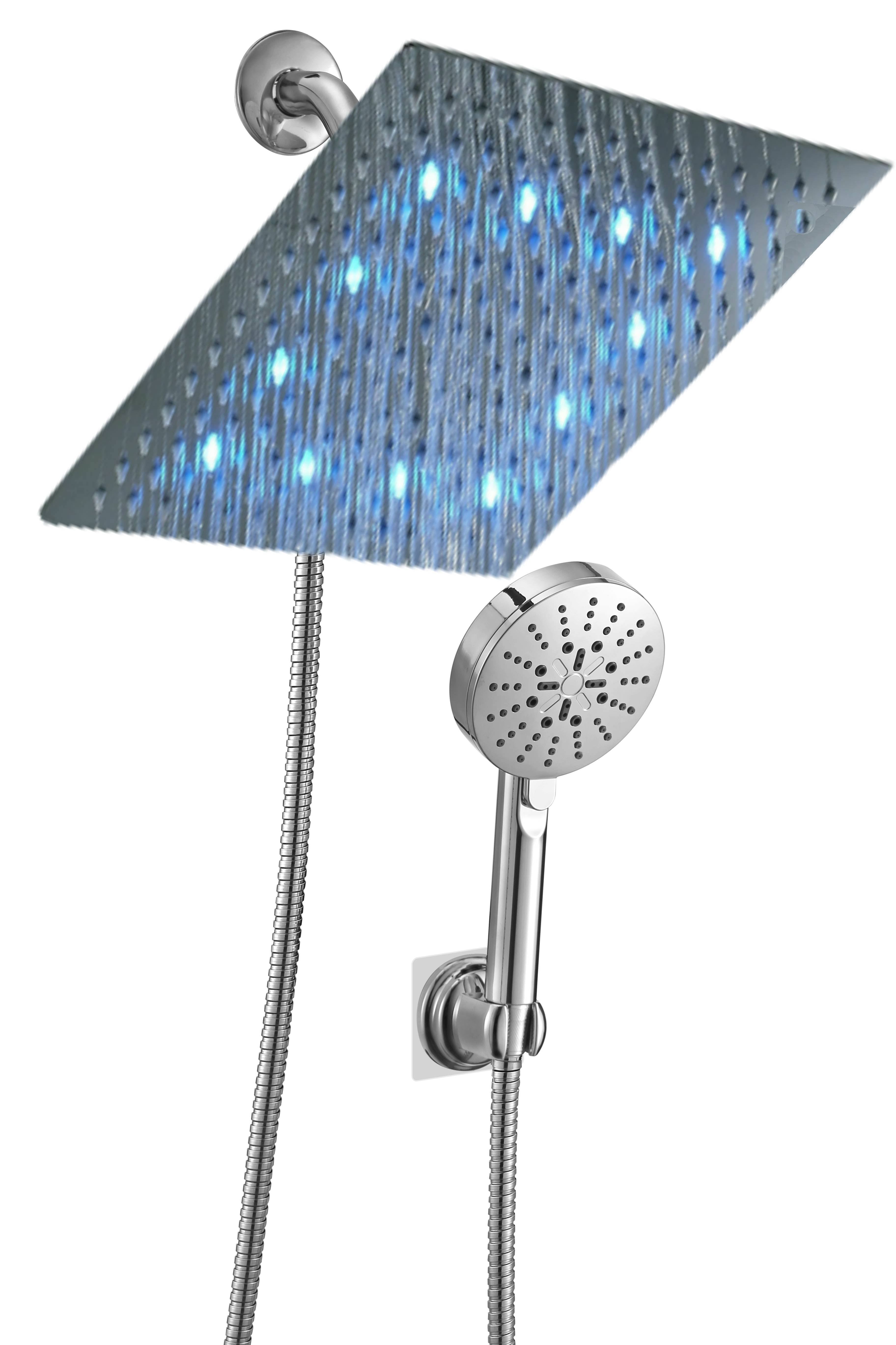 Brushed Nickel LED Digital Display Shower System with Rough-In Valve C298