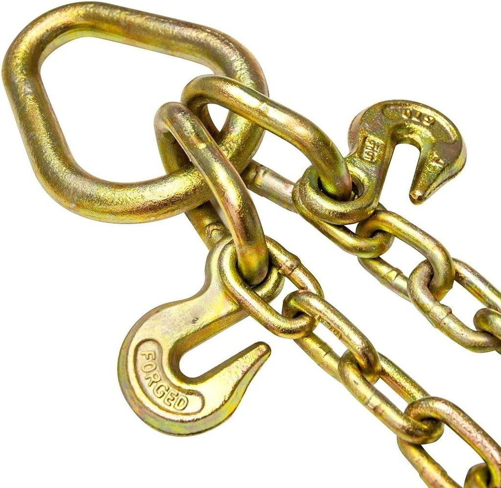 Towing Chain Bridle with 8 Inch J Hooks, Grade 70 Chain, 40 Inches Long, 4,700 Pound Safe Working Load T7126