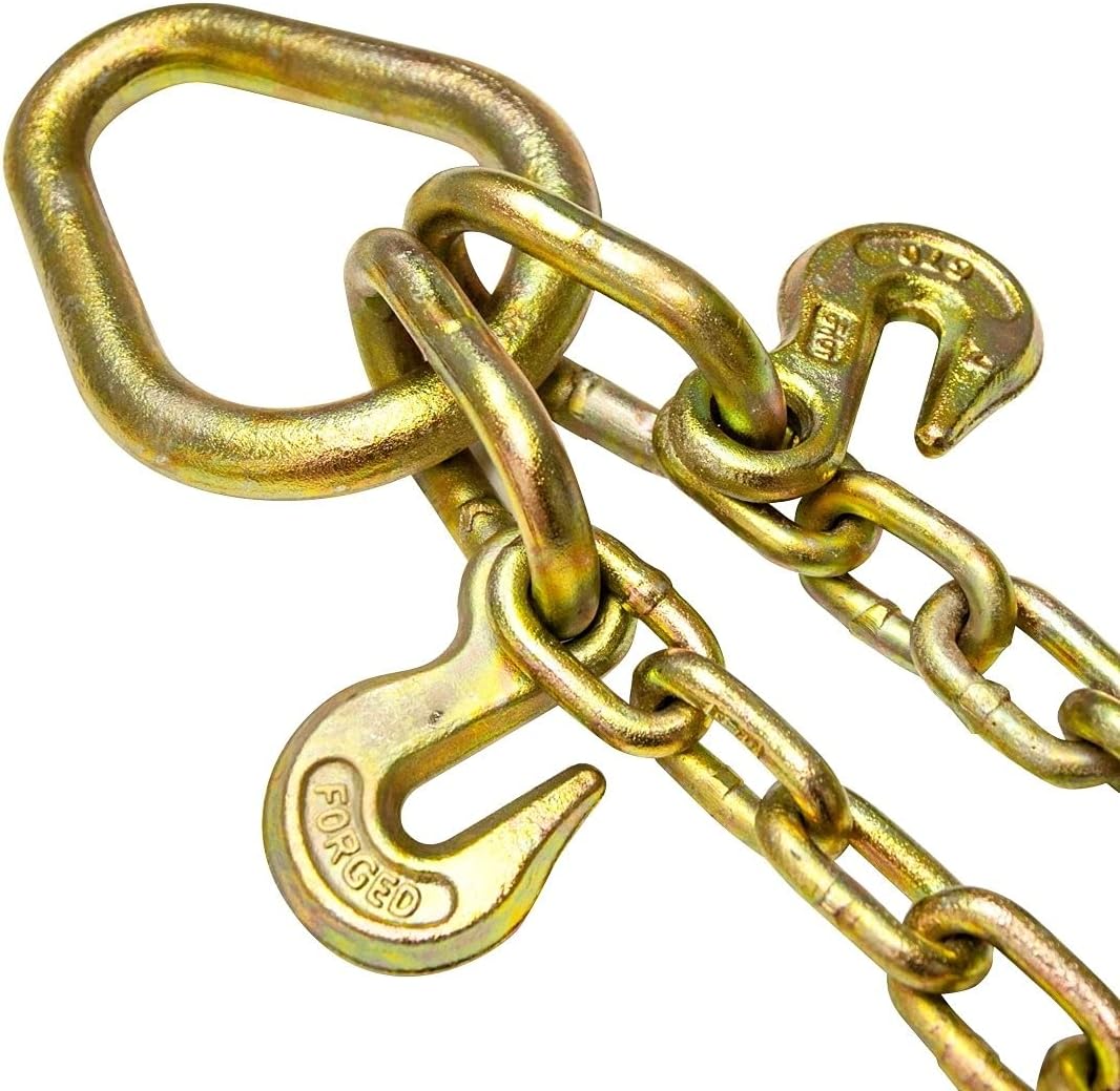 Towing Chain Bridle with 8 Inch J Hooks, Grade 70 Chain, 40 Inches Long, 4,700 Pound Safe Working Load T7126