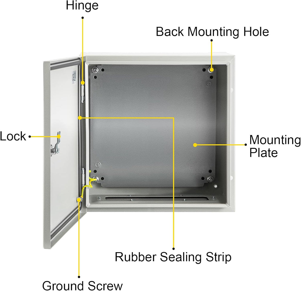 16 x 16 x 8 Inches Wall Mounted Waterproof Mild Steel Electrical Enclosure T230