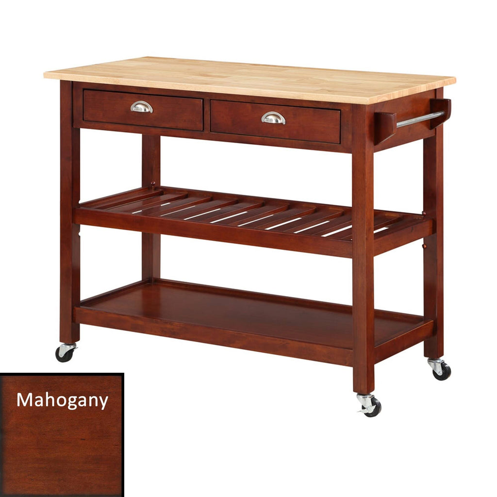 3 Tier Butcher Block Kitchen Cart with Drawers M408193