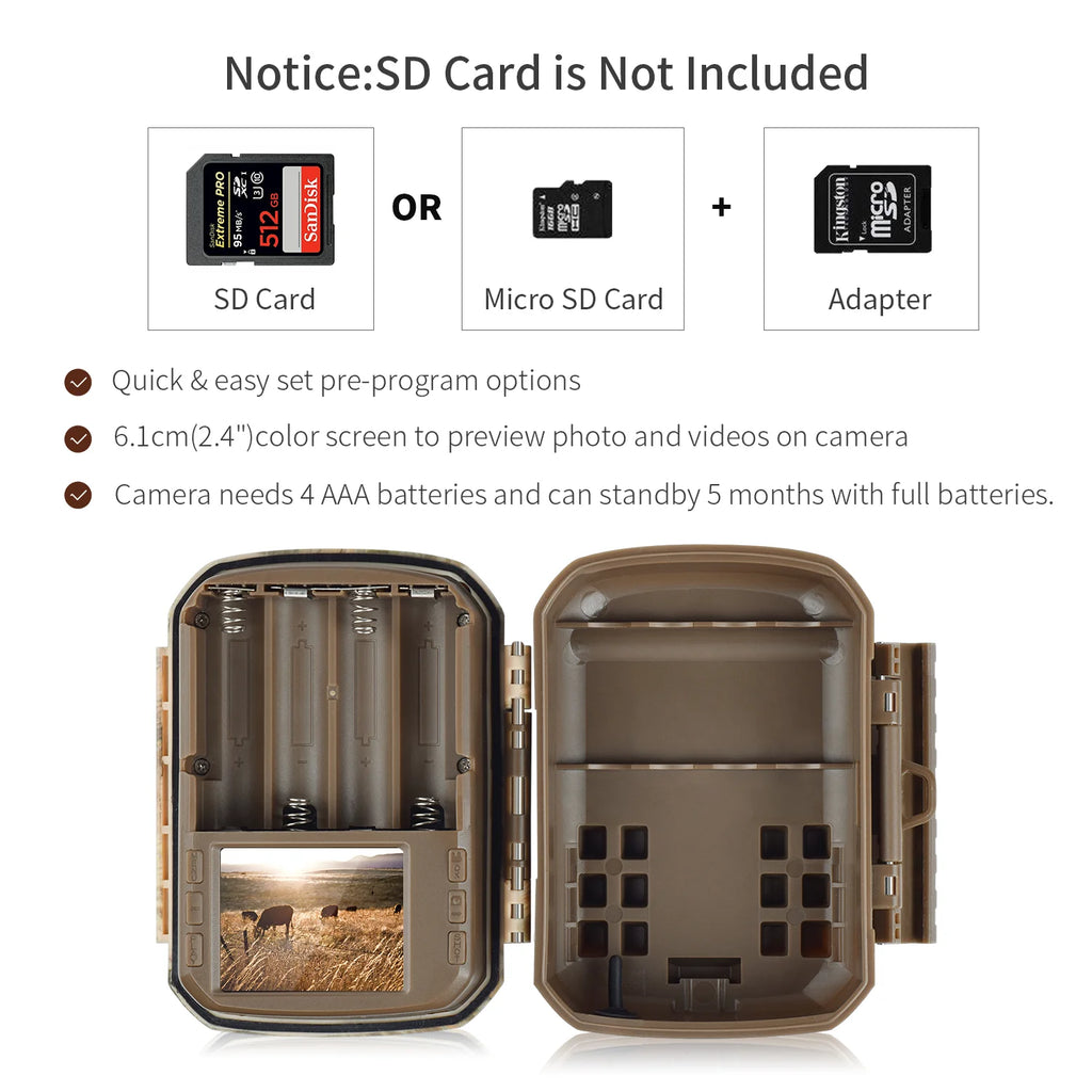 2 Pack 36MP 2K Night Vision Waterproof Trail Camera with 2.0" LCD J378