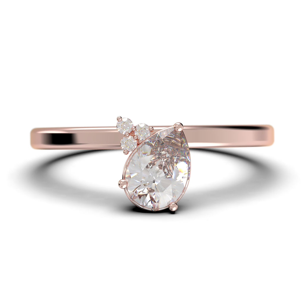 1.15 Carat Pear Cut Moissanite Engagement Ring in 925 Sterling Silver With 18k Rose Gold Plating Z9947