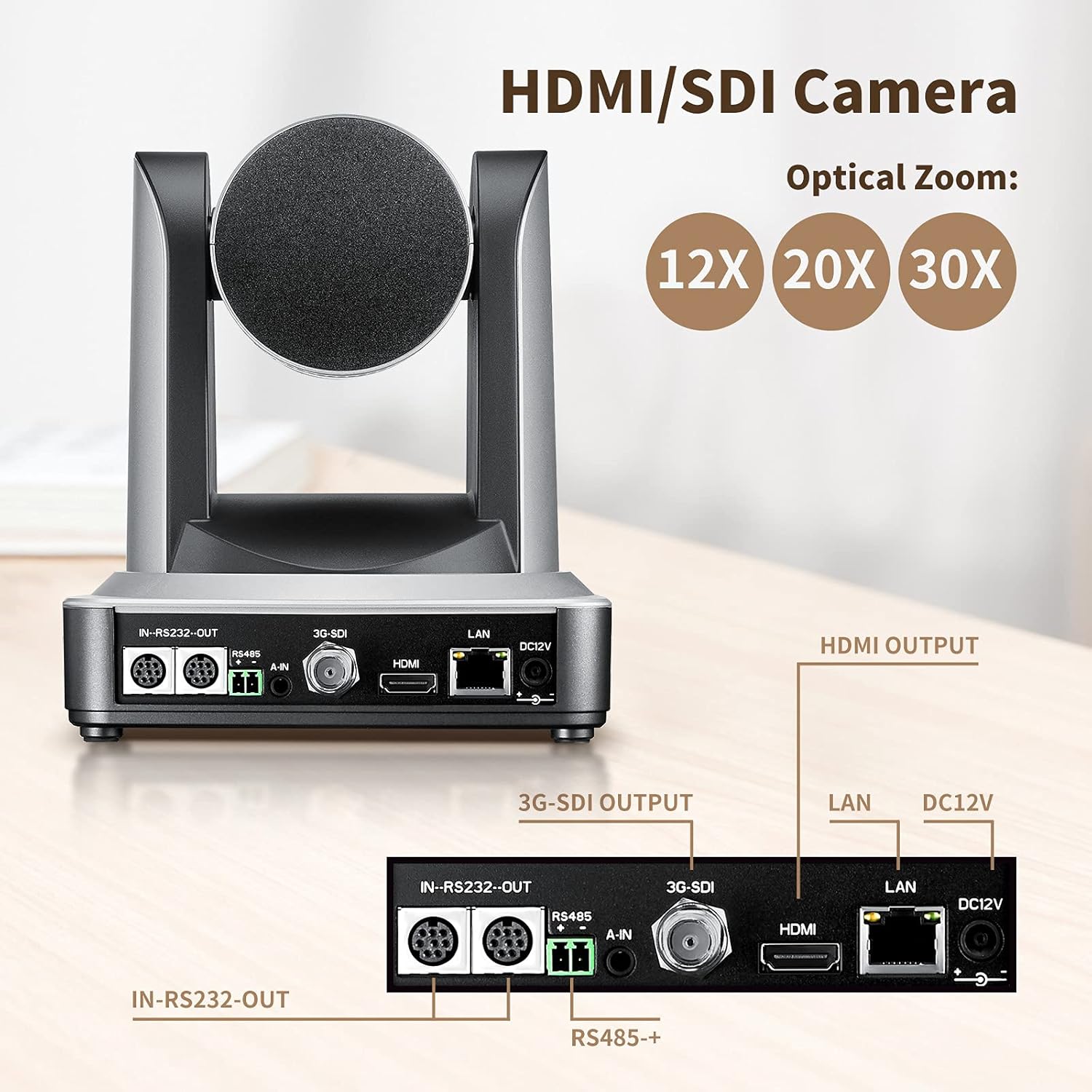 White PTZ IP Camera with Simultaneous HDMI and 3G-SDI Outputs S649