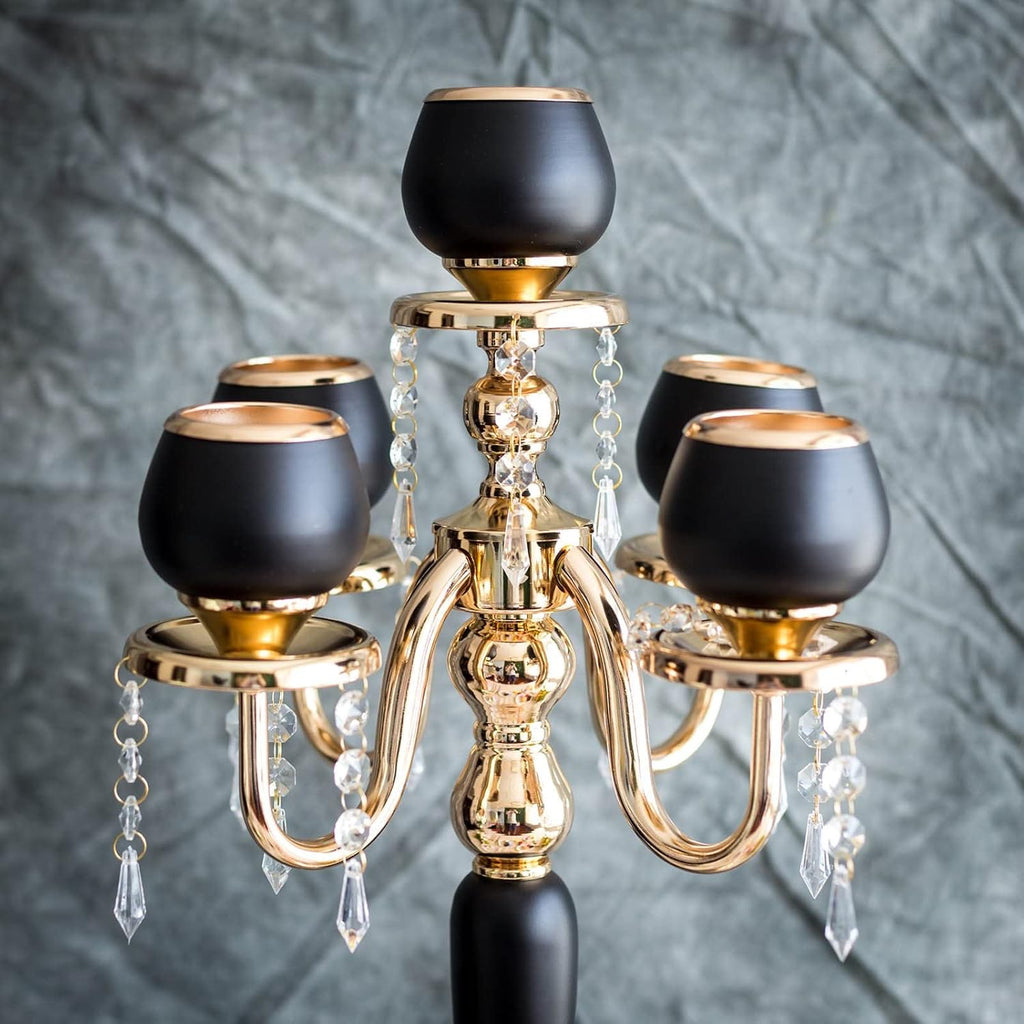 25 Matte Black/Gold Metal Tealight Candle Holder H82125