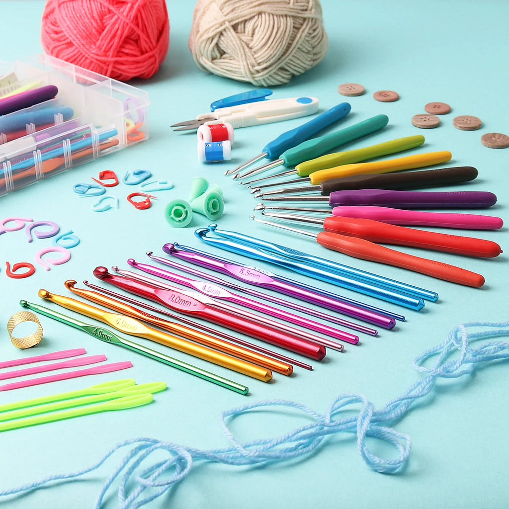 Crochet Kit with Yarn Balls, Needles, Canvas Tote Bag, 73 Piece X50214