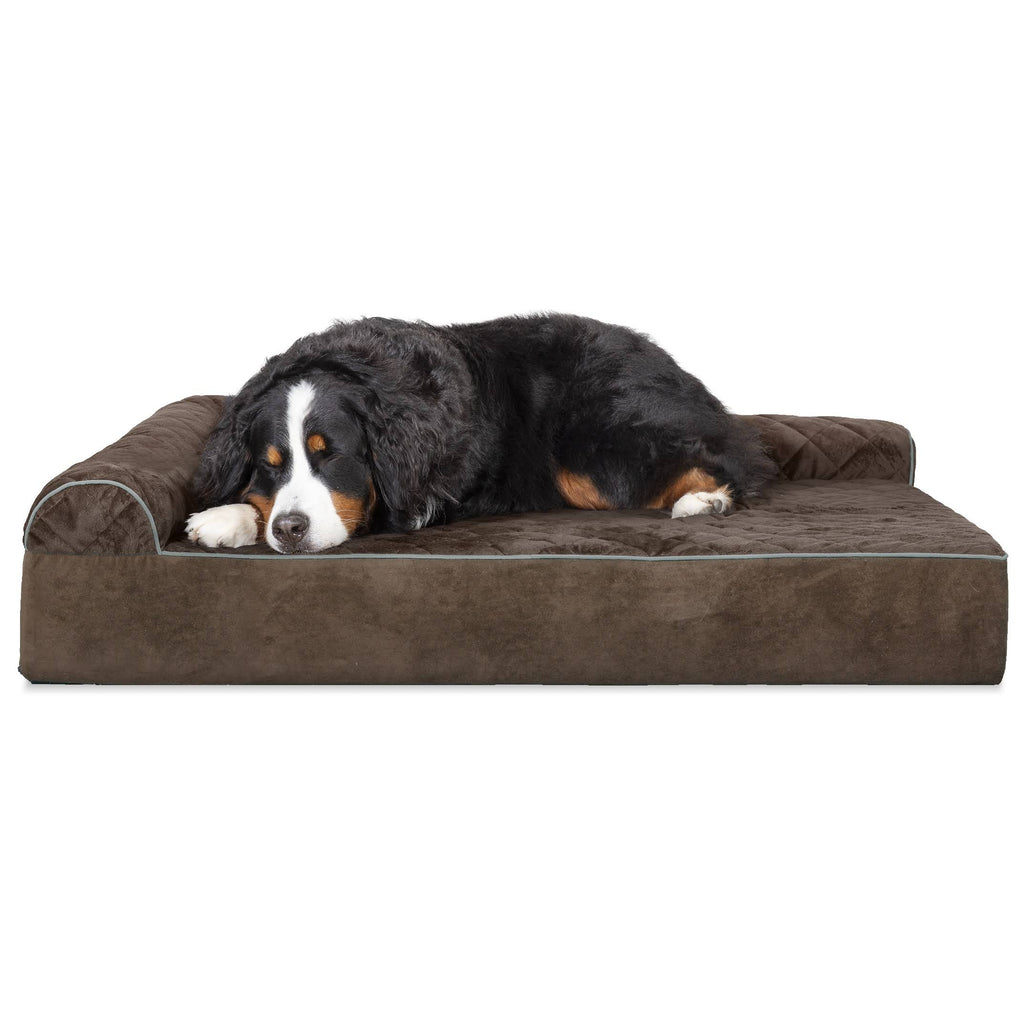Espresso Velvet L-Chaise Dog Bed E827251