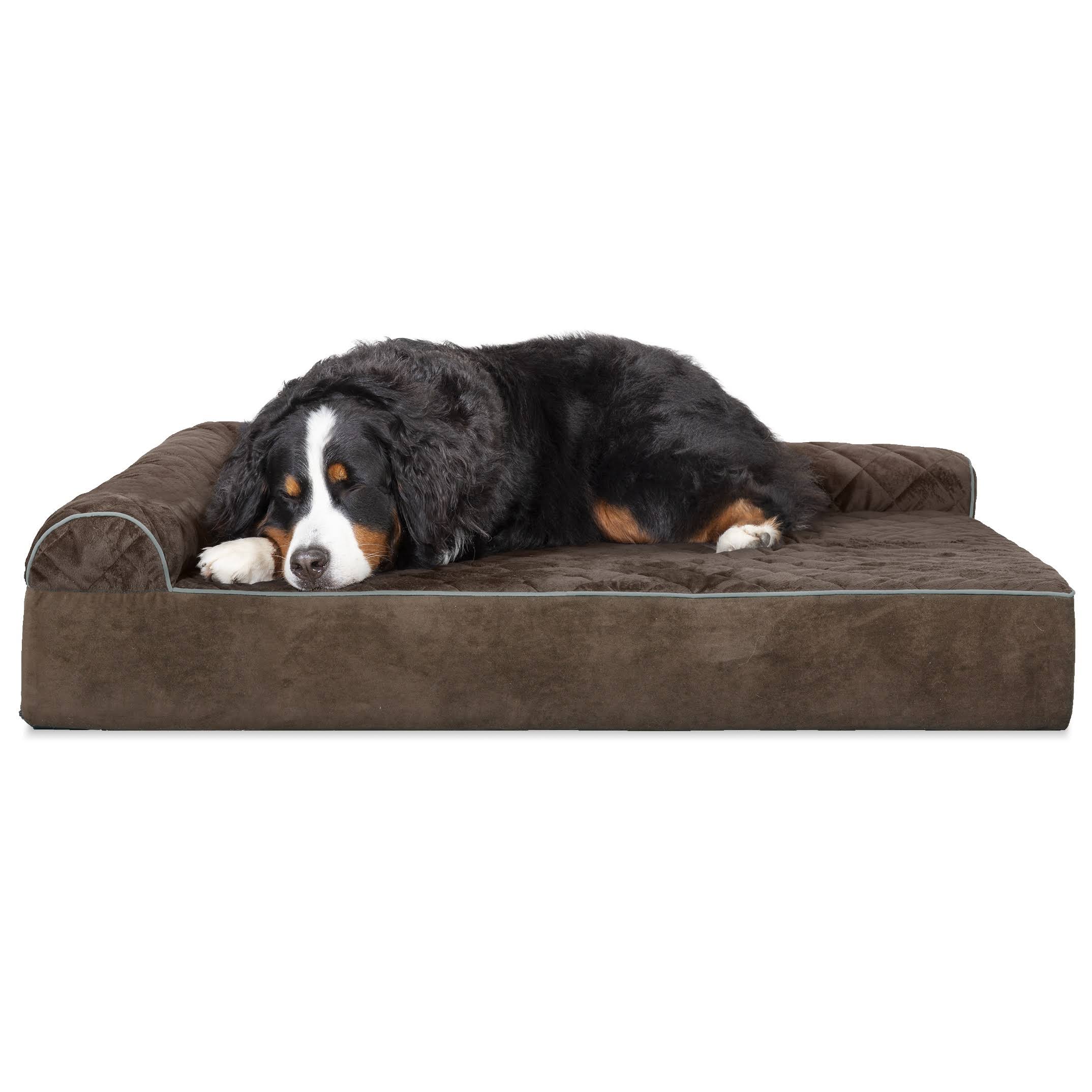 Espresso Velvet L-Chaise Dog Bed E827251