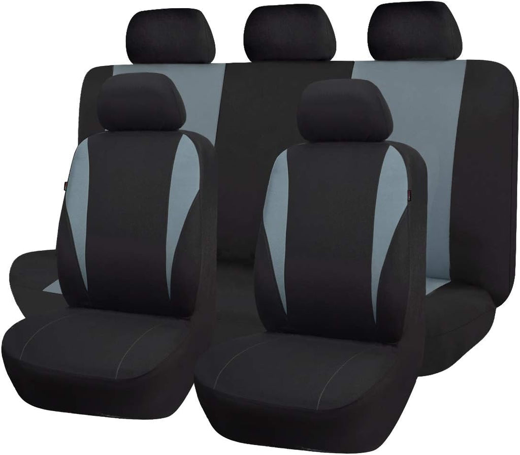 Black Polyester Car Seat Covers 9 PCS Pack of 2 C988702