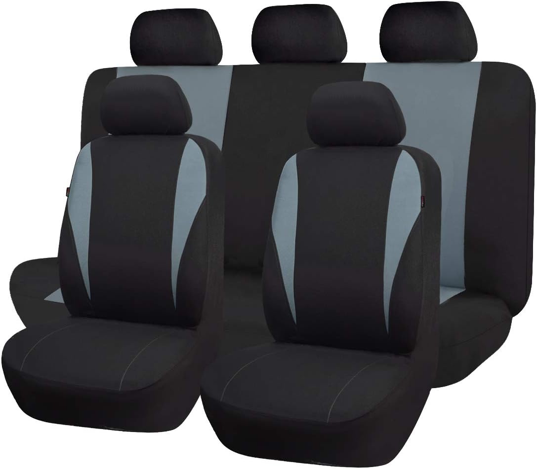 Black Polyester Car Seat Covers 9 PCS Pack of 2 C988702