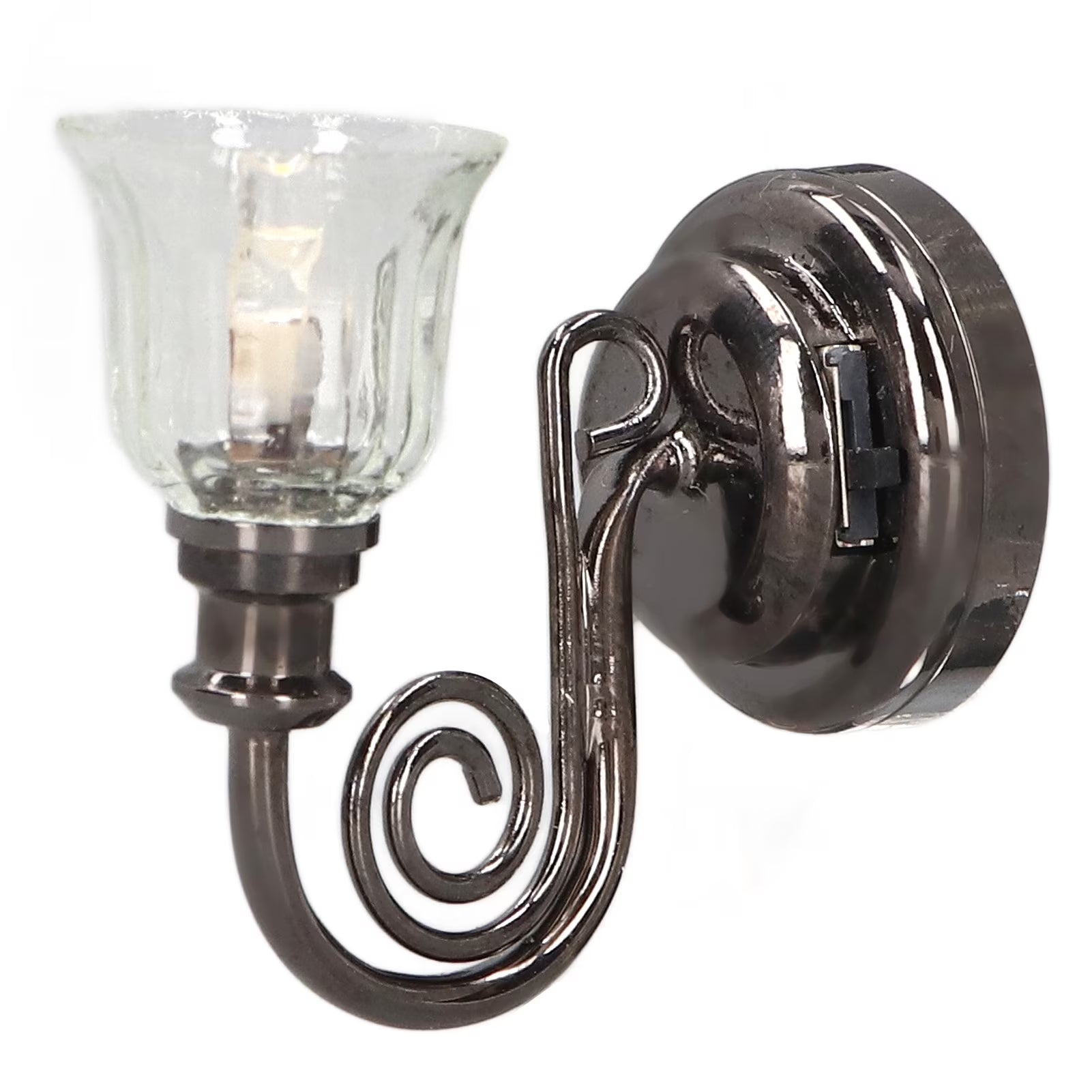 1:12 Dollhouse Wall Lamp LED Warm Lighting Metal Miniature Wall Sconce with Battery U725