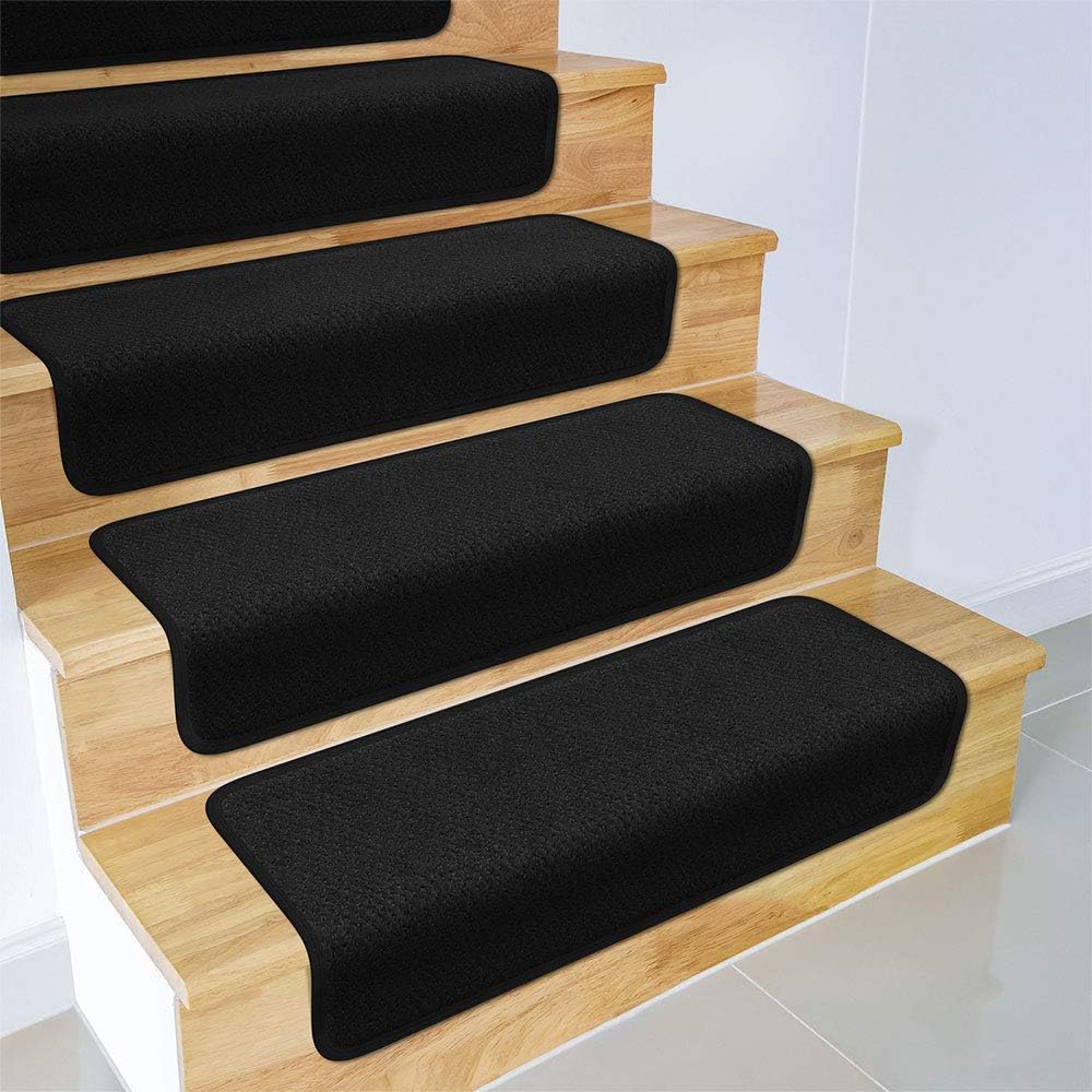 Set of 15 Black Carpet Stair Treads K8725