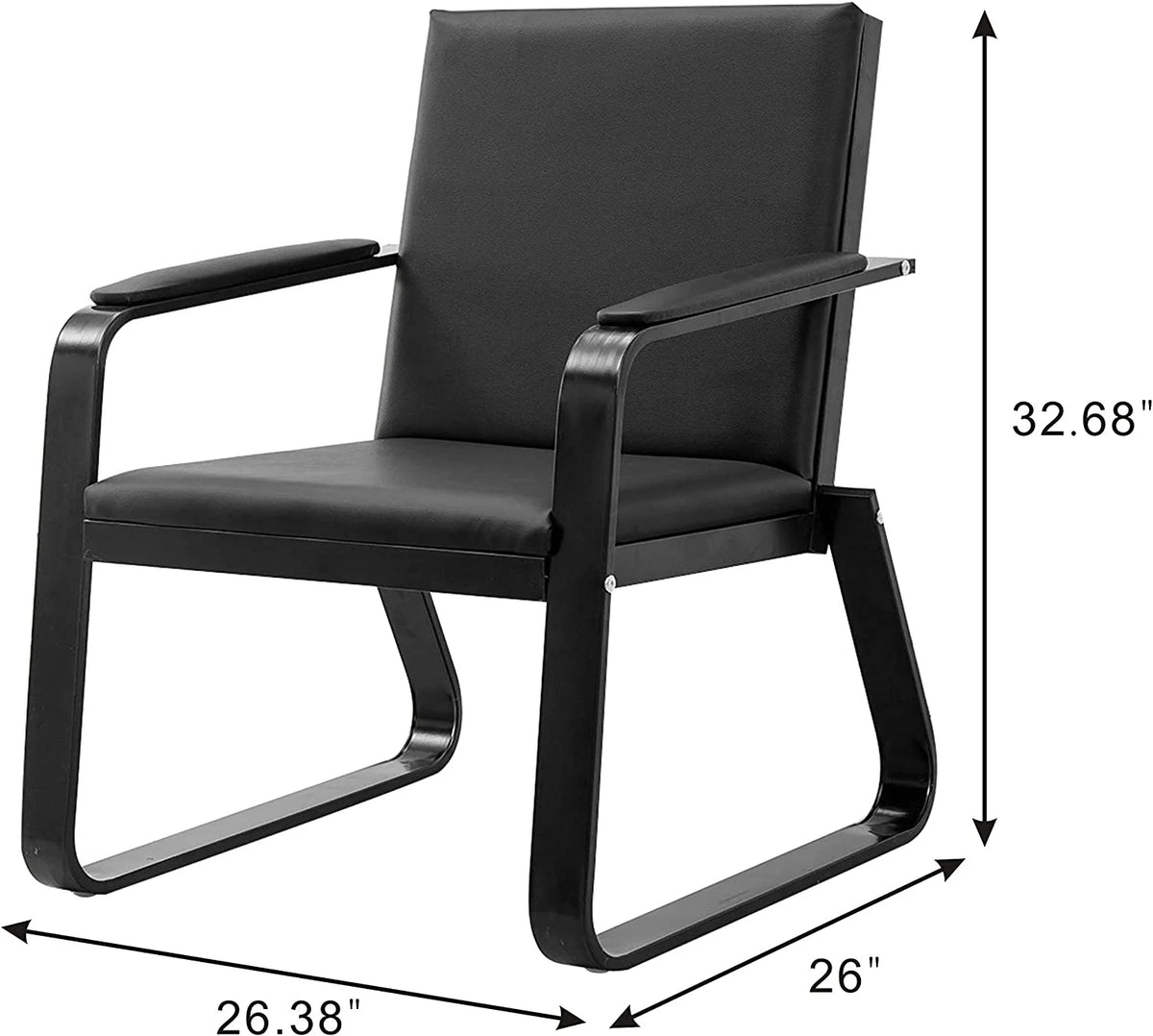 Black PU Leather Waiting Room Chair With Armrest H326