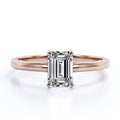 18K Rose Gold Plating Over Silver Emerald Cut Moissanite Solitaire Ring J66104