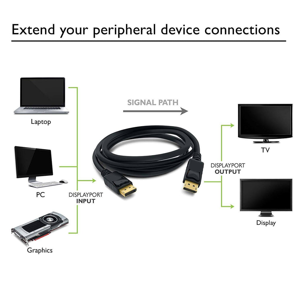 Gold Plated DisplayPort to DisplayPort Cable 10 Feet Black H288