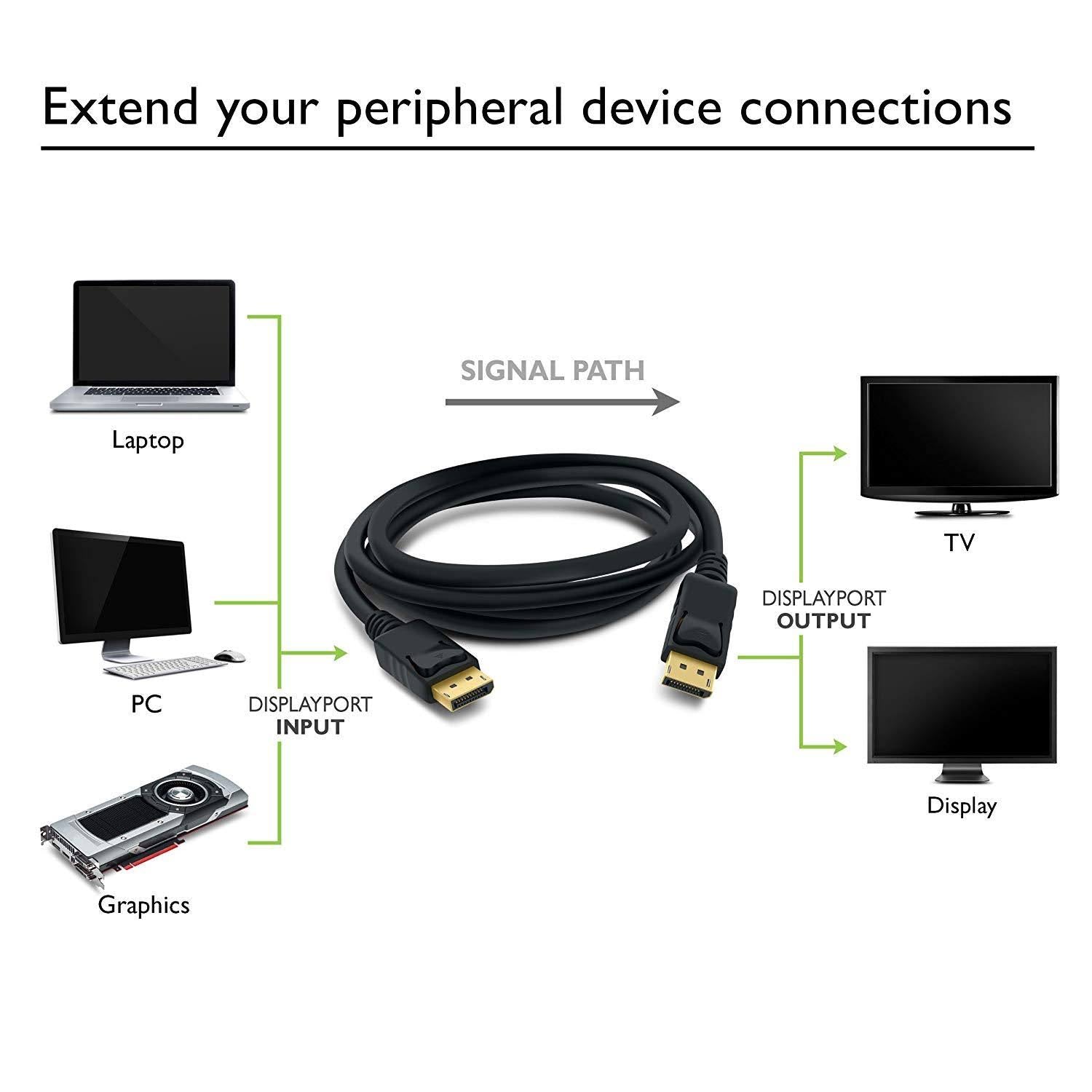 Gold Plated DisplayPort to DisplayPort Cable 10 Feet Black H288