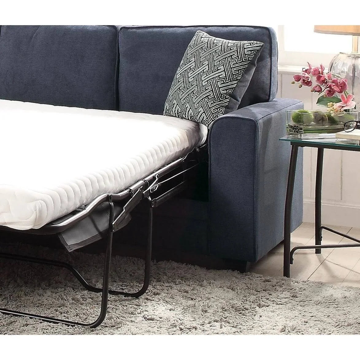 Blue Fabric Loveseat with Sleeper S683