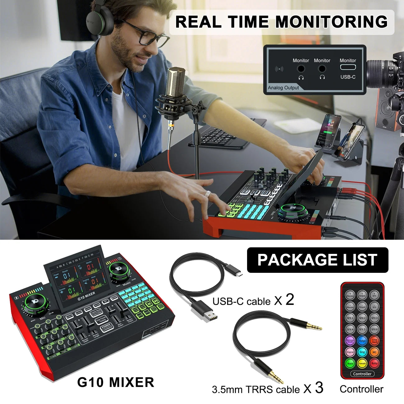 USB Audio Interface with Mixer & Vocal Effects F94512