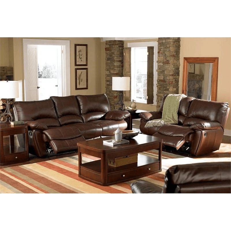 Chocolate Brown Upholstered Pillow Top Arm Living Room Set V110531