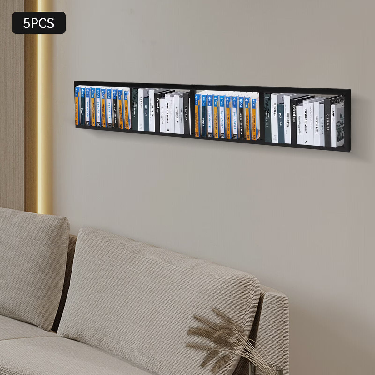 Metal Floating Shelf CD DVD Organizer Black X38586