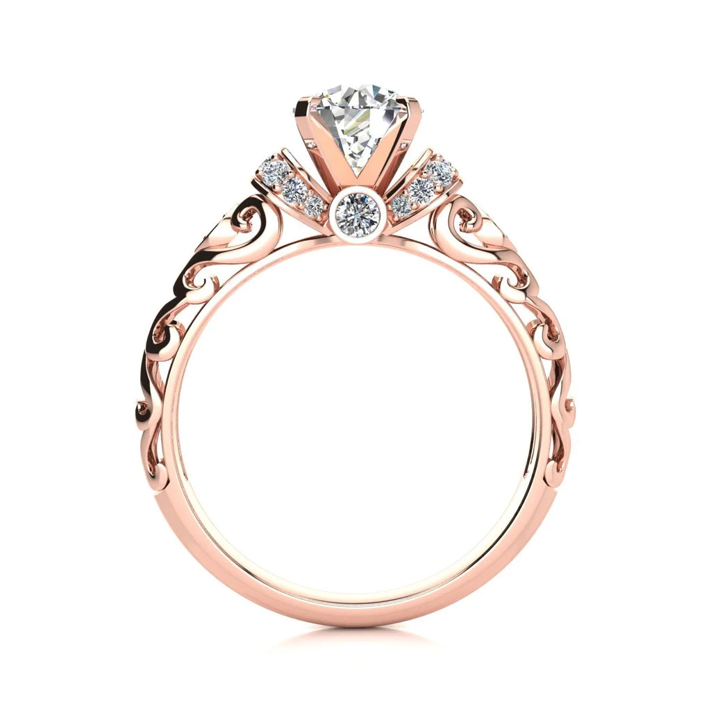 Vintage Moissanite Engagement Ring In 14 Karat Rose Gold I98803