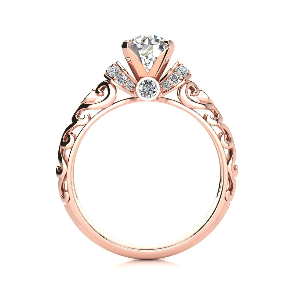 Vintage Moissanite Engagement Ring In 14 Karat Rose Gold I98803