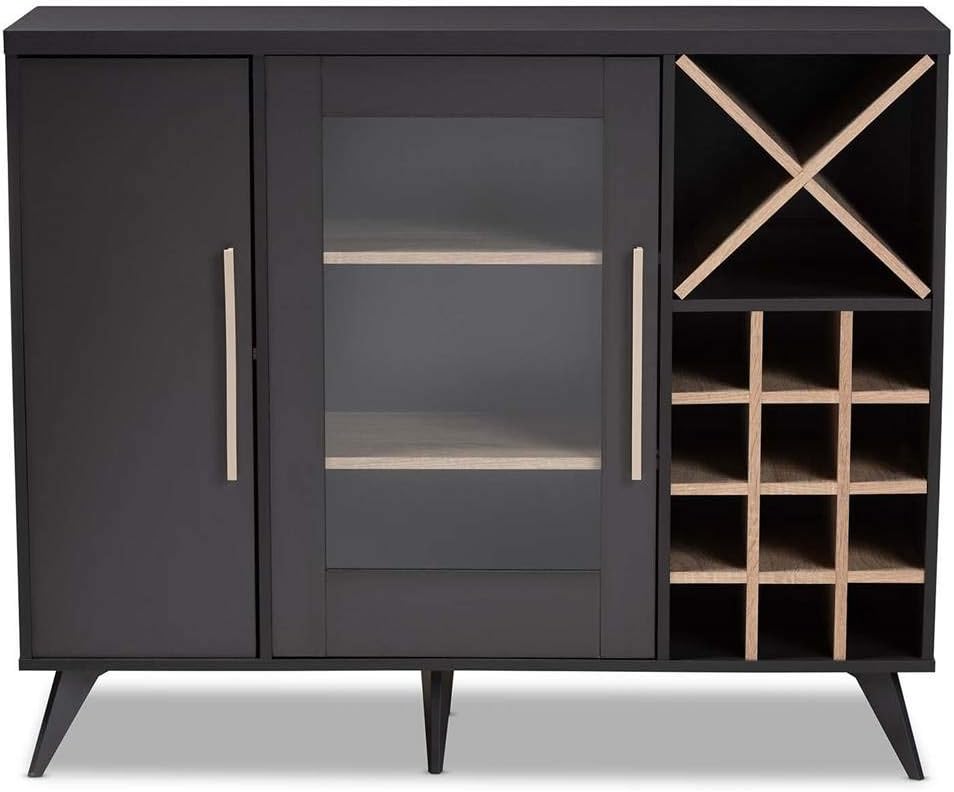 Dark Grey Oak Finished Wine Cabinet F89626