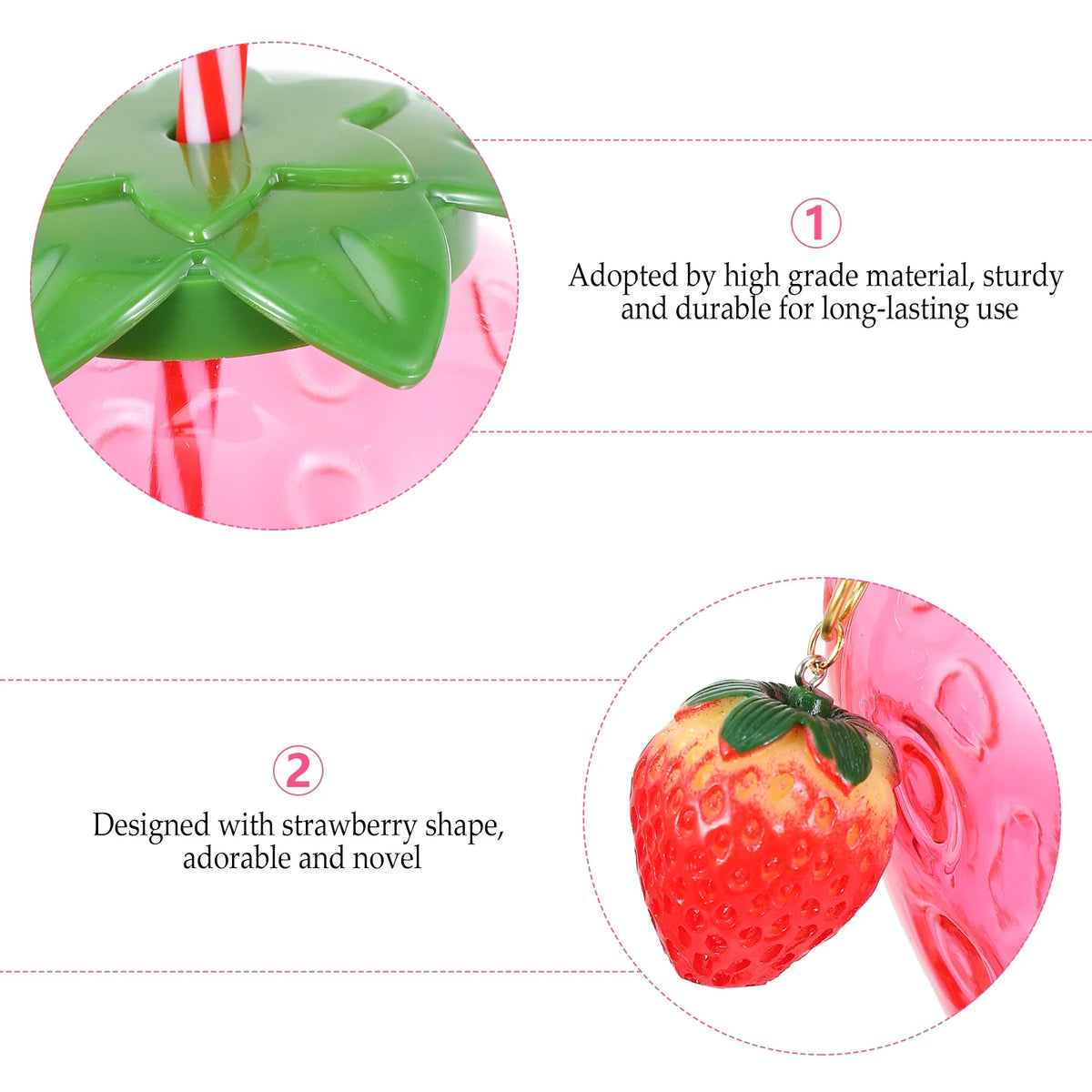 Disposable Strawberry Shape Water Bottle with 2 Straws Q8017