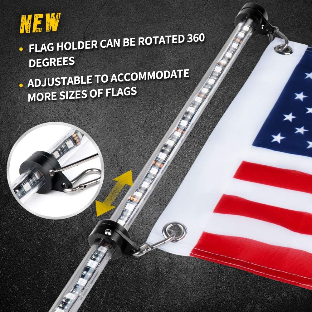 4FT RGB LED Flexible Whip Lights with Remote Control G18133