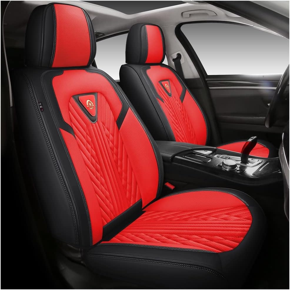 Red-Black PU Leather 5 Seats Full Set Car Seat Covers R8903