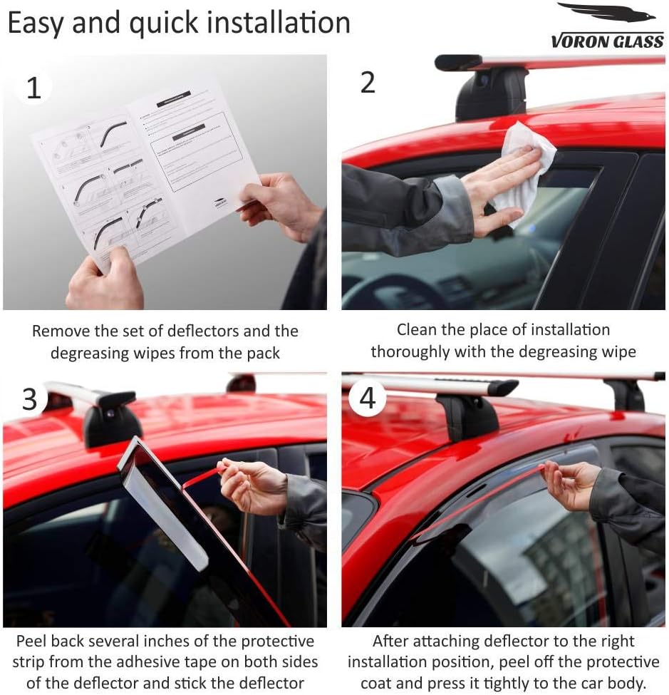 Glass Tape-on Rain Guards for Trucks, 4 Pieces O52711