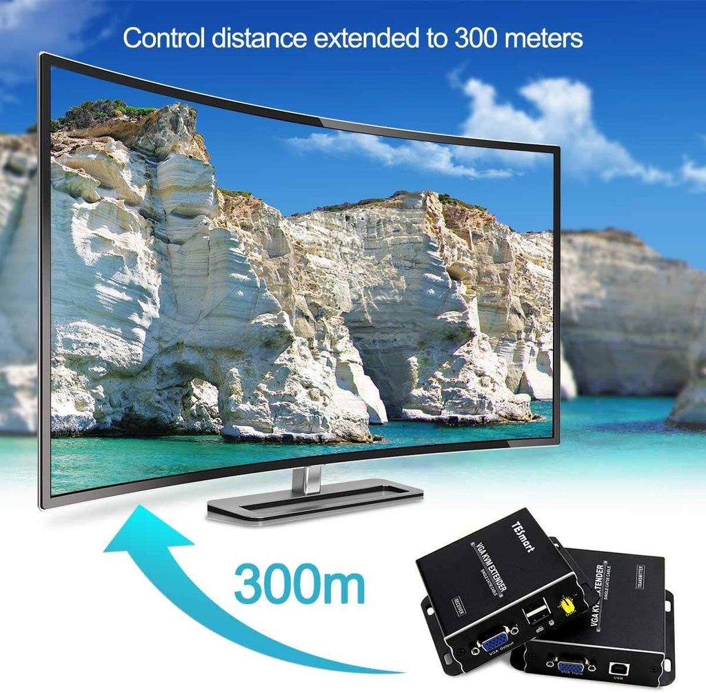 1080P 60Hz USB VGA KVM Extender Over Cat5e Cat6 Ethernet Cable C905788