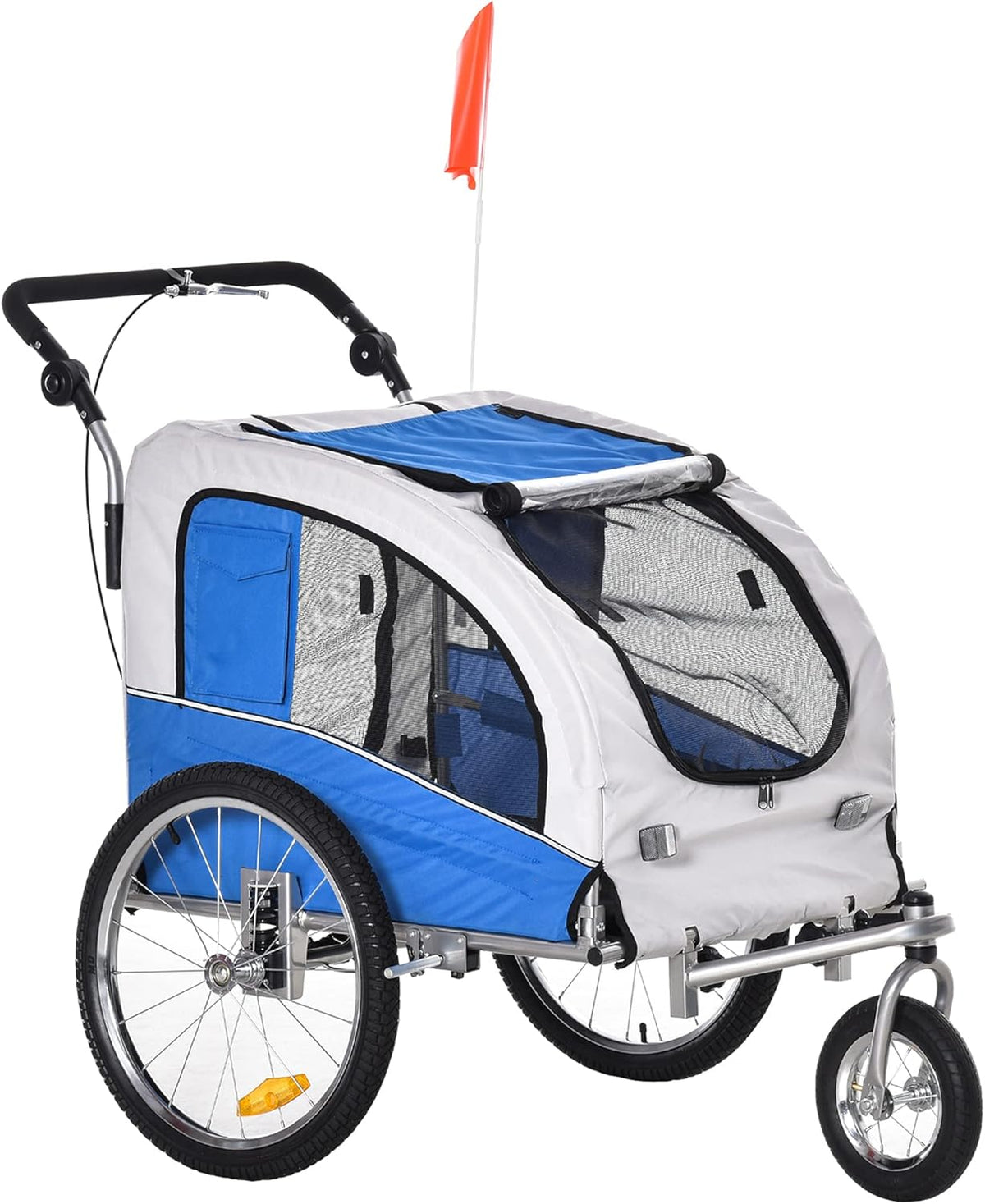 Blue 2-in-1 Dog Bike Trailer Pet Stroller with Canopy K122