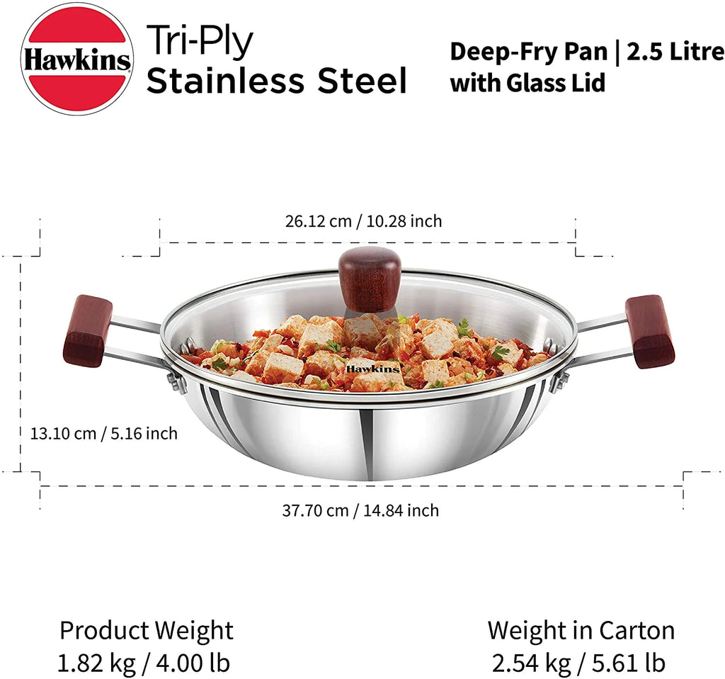 Stainless Steel Deep Fry Pan 2.5 LTR with Lid B491106