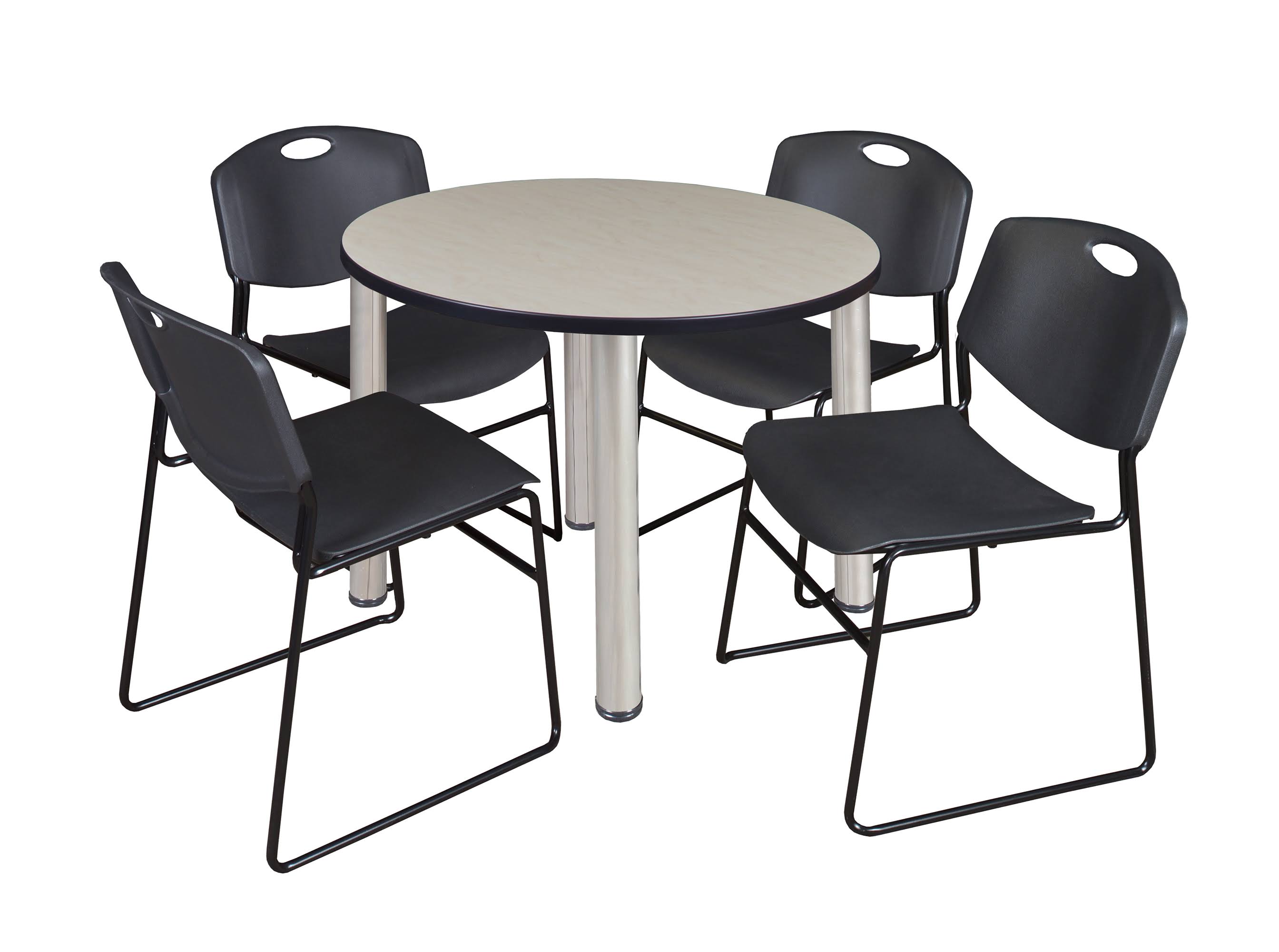 48x22 Round Breakroom Table with 4 Stack Chairs Q963064