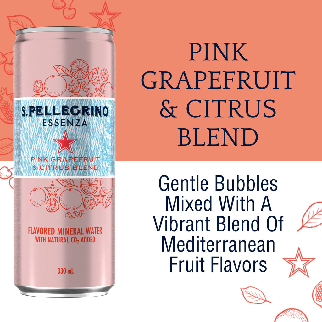 Pink Grapefruit & Citrus Flavored Mineral Water with CO2 Added, 8 Pack of 11.15 Fl Oz Cans N8606