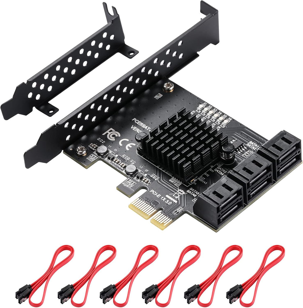 6 Port PCIe SATA 3.0 Card with 6 SATA Cables Z3169