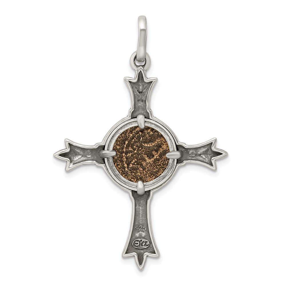 Sterling Silver and Bronze Widow's Mite Coin Cross Pendant with Certificate of Authenticity I579750