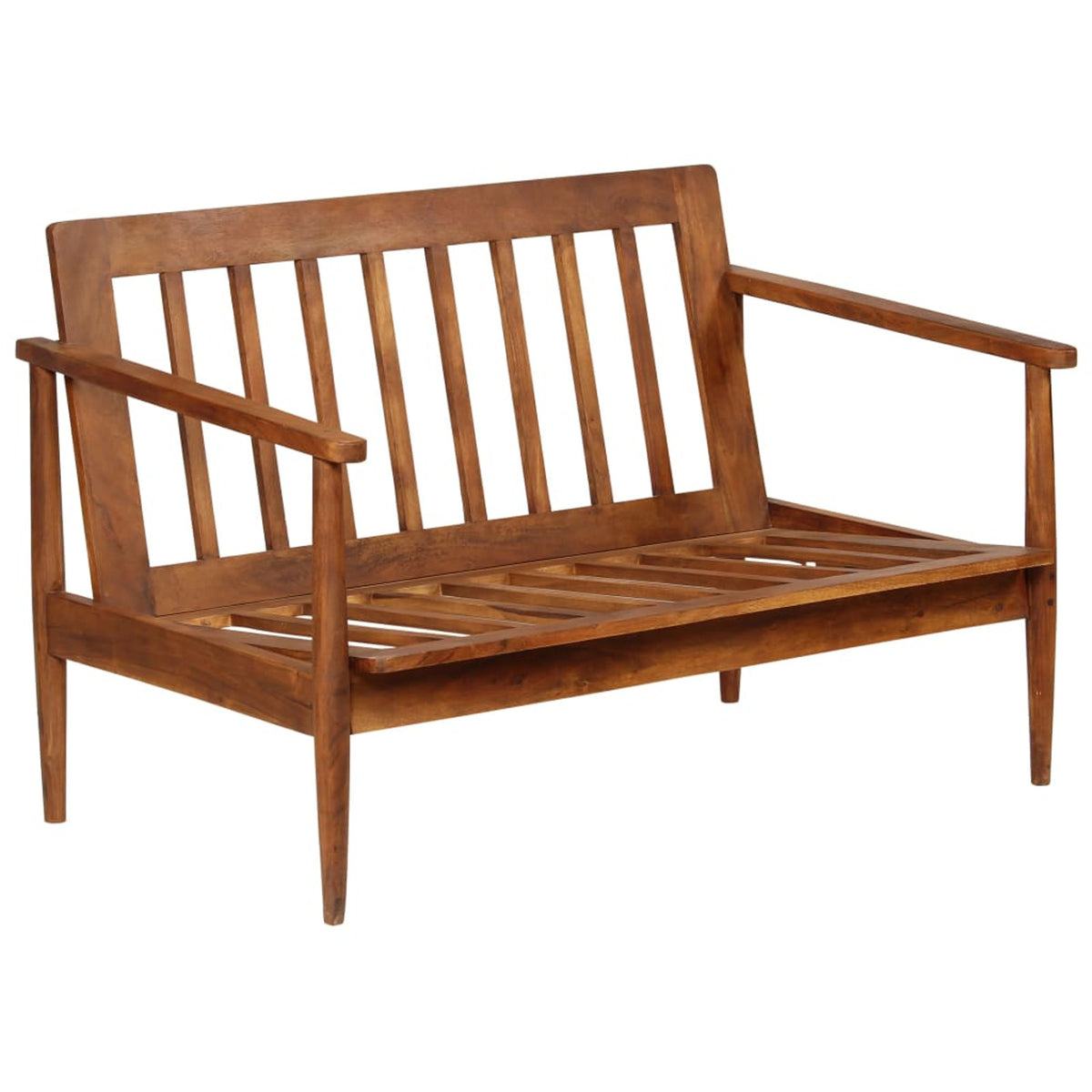 2-Seater Sofa Real Leather Acacia Wood Brown Y93463