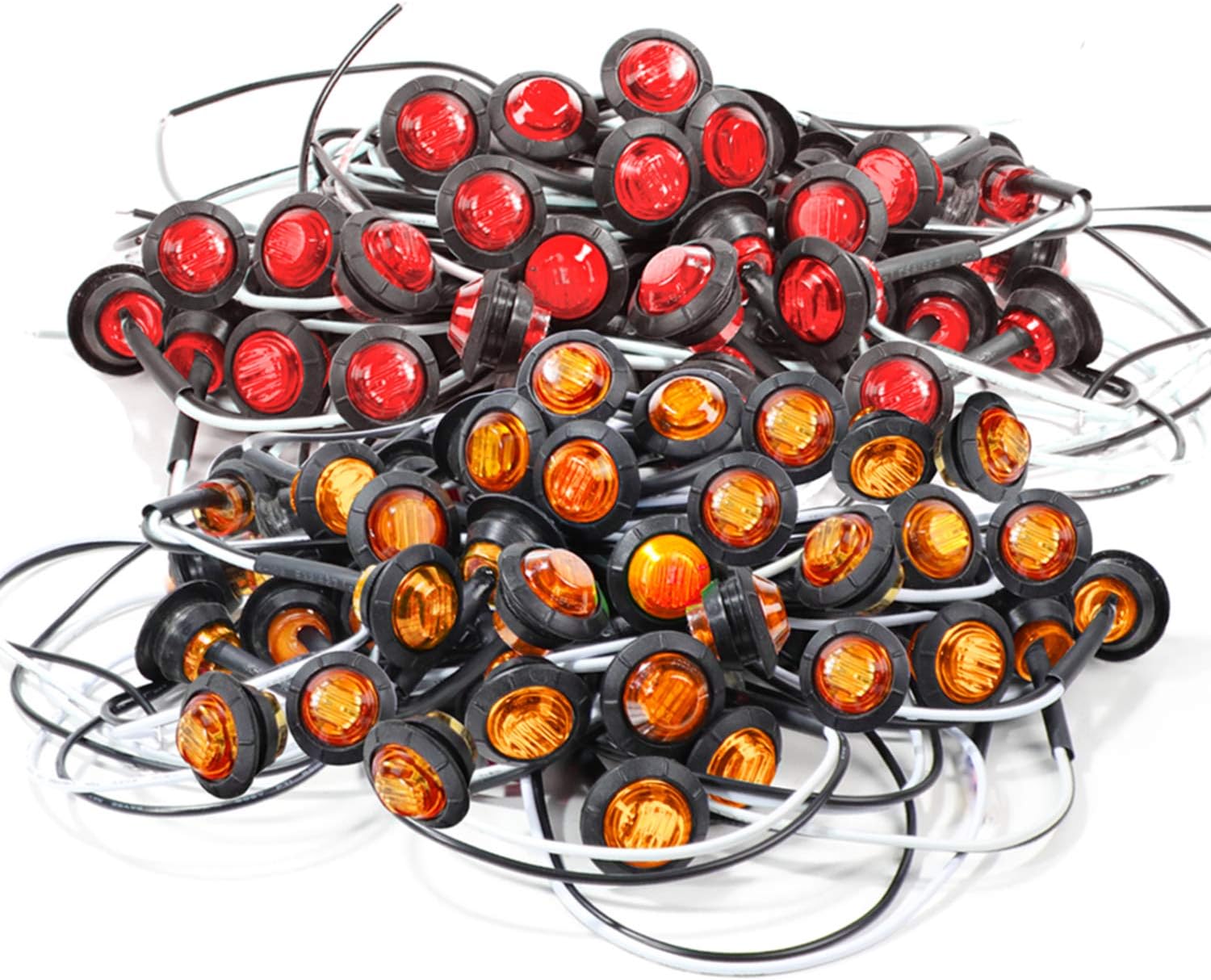 200 Pc 3/4 Inch Red LED Sealed Side Marker Lights 12V DC X982