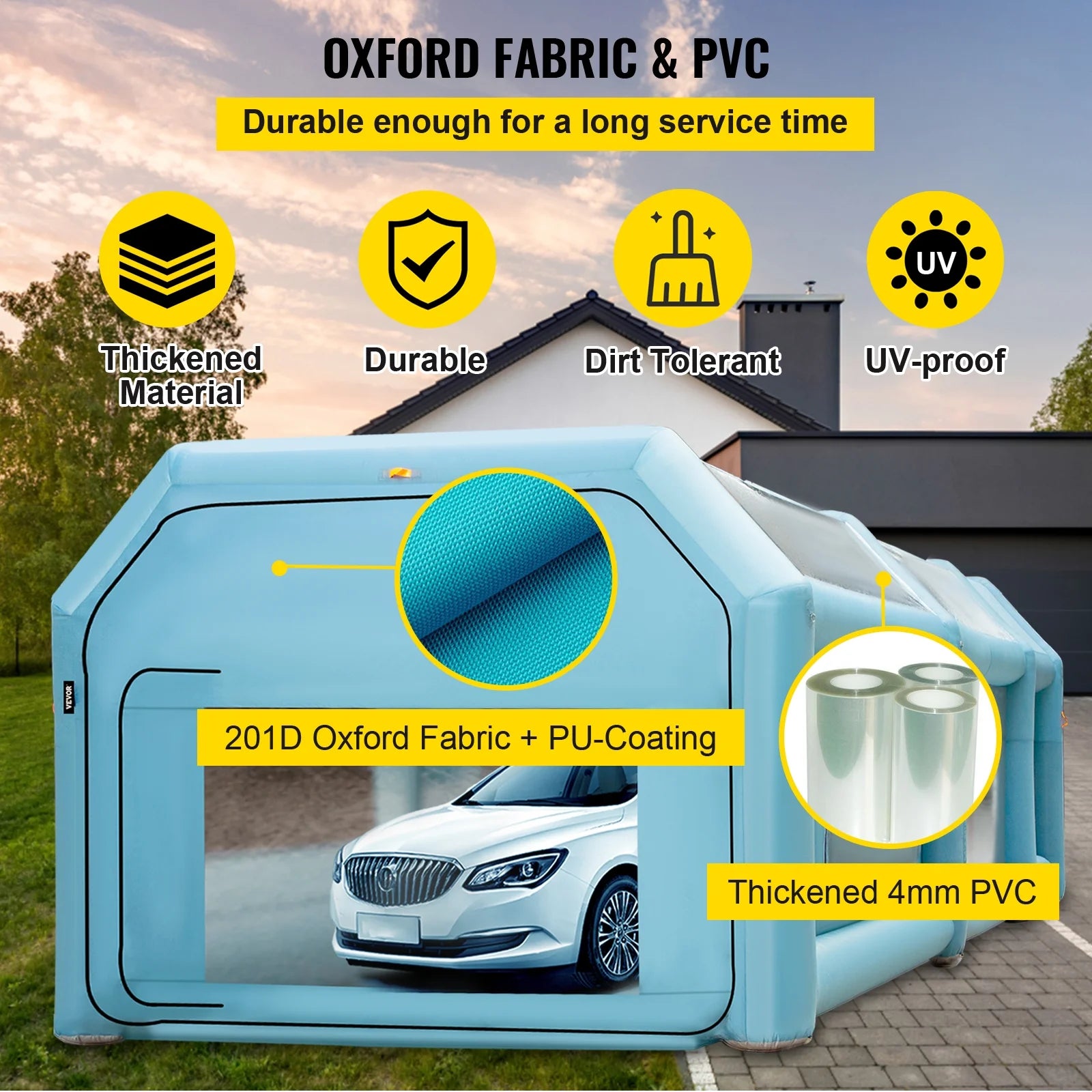Inflatable Spray Booth Car Paint Tent 26x13x10FT Filter System 2 Blowers Y183483