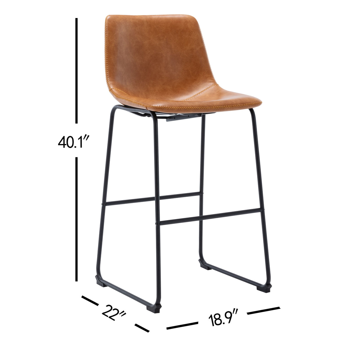 Faux Leather 30-inch Bar Stool (Set of 2) Camel X4611