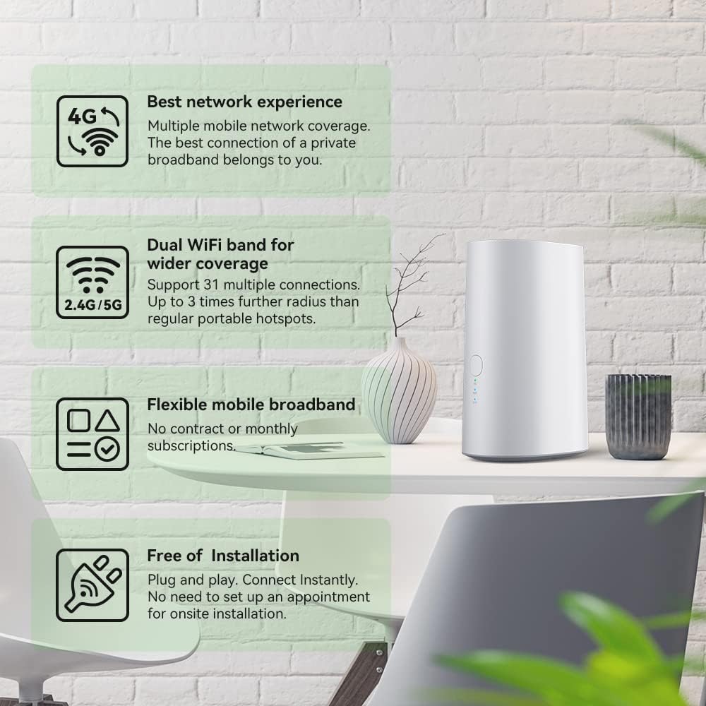 WiFi Router Mobile Hotspot Device, 2.4G / 5G Dual-Band, Supports 31 Devices V46958